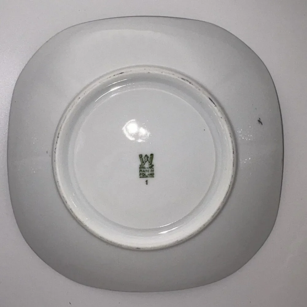 Vintage Wawel Poland Mid Century Demitasse Cup & Saucer Set 3 Blue Marbled Gold